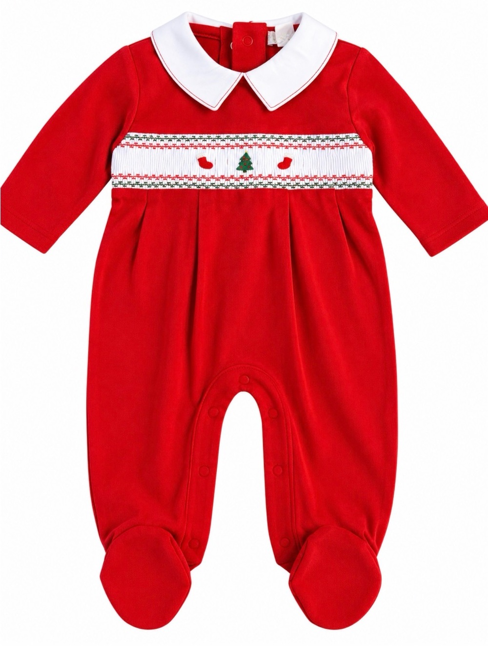 New - Kissy Kissy Red Baby Christmas Smocked Footie | Pima Cotton | Size 0-3M